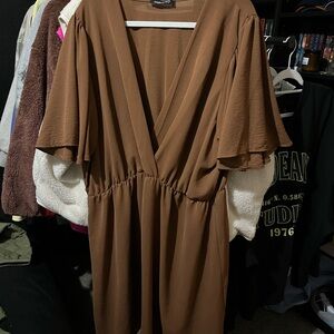 Boohoo Plus Brown Midi Dress